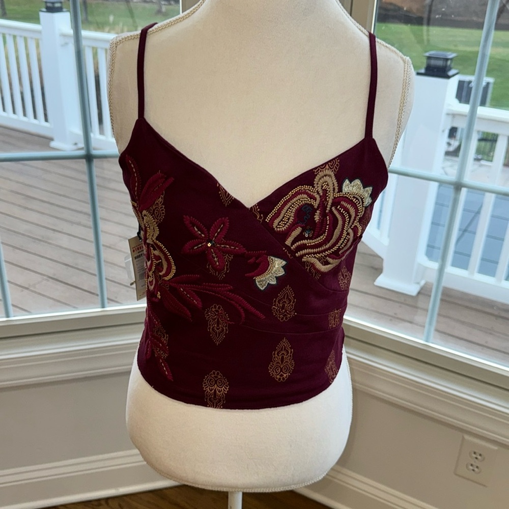 IDYLLWIND maroon crop western top